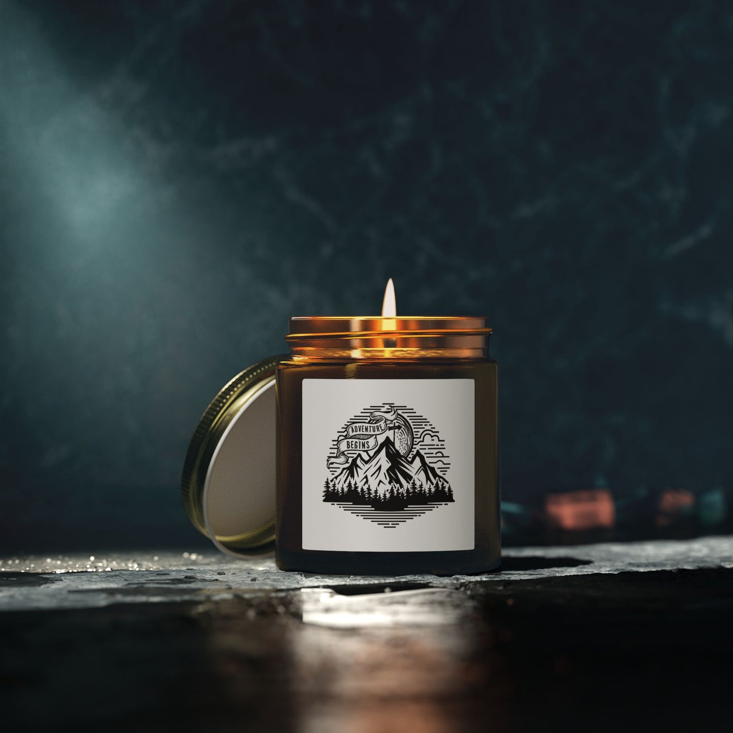 Mountain Adventure Candle Coconut Apricot Wax 4oz 9oz | Travel Illustration