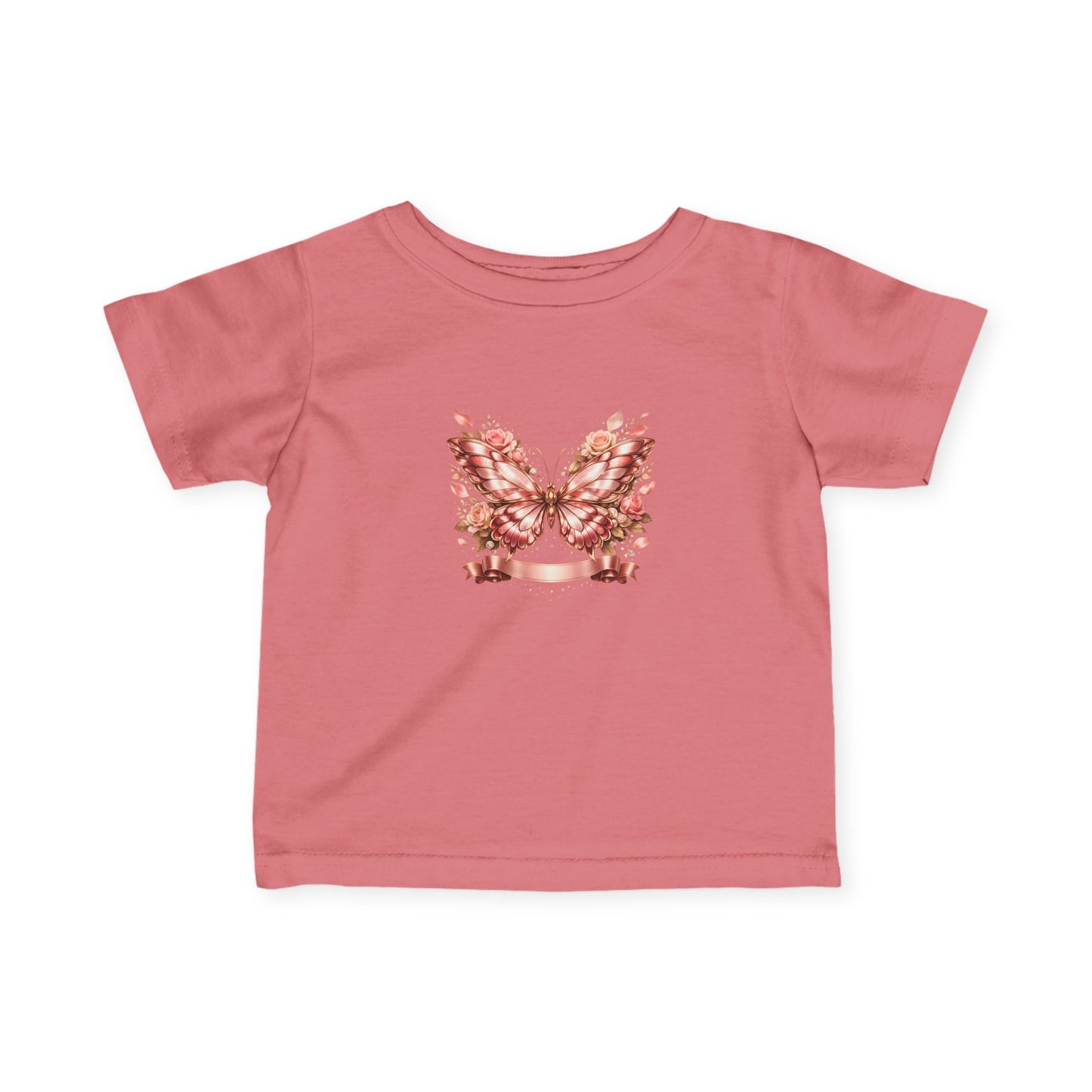 Infant Tee — Pink Floral Butterfly Wings Baby Shirt