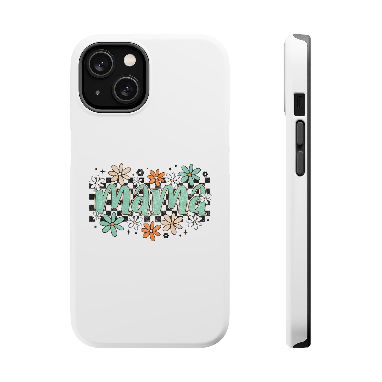 Mama floral checkerboard phone case | Magnetic impact-resistant case