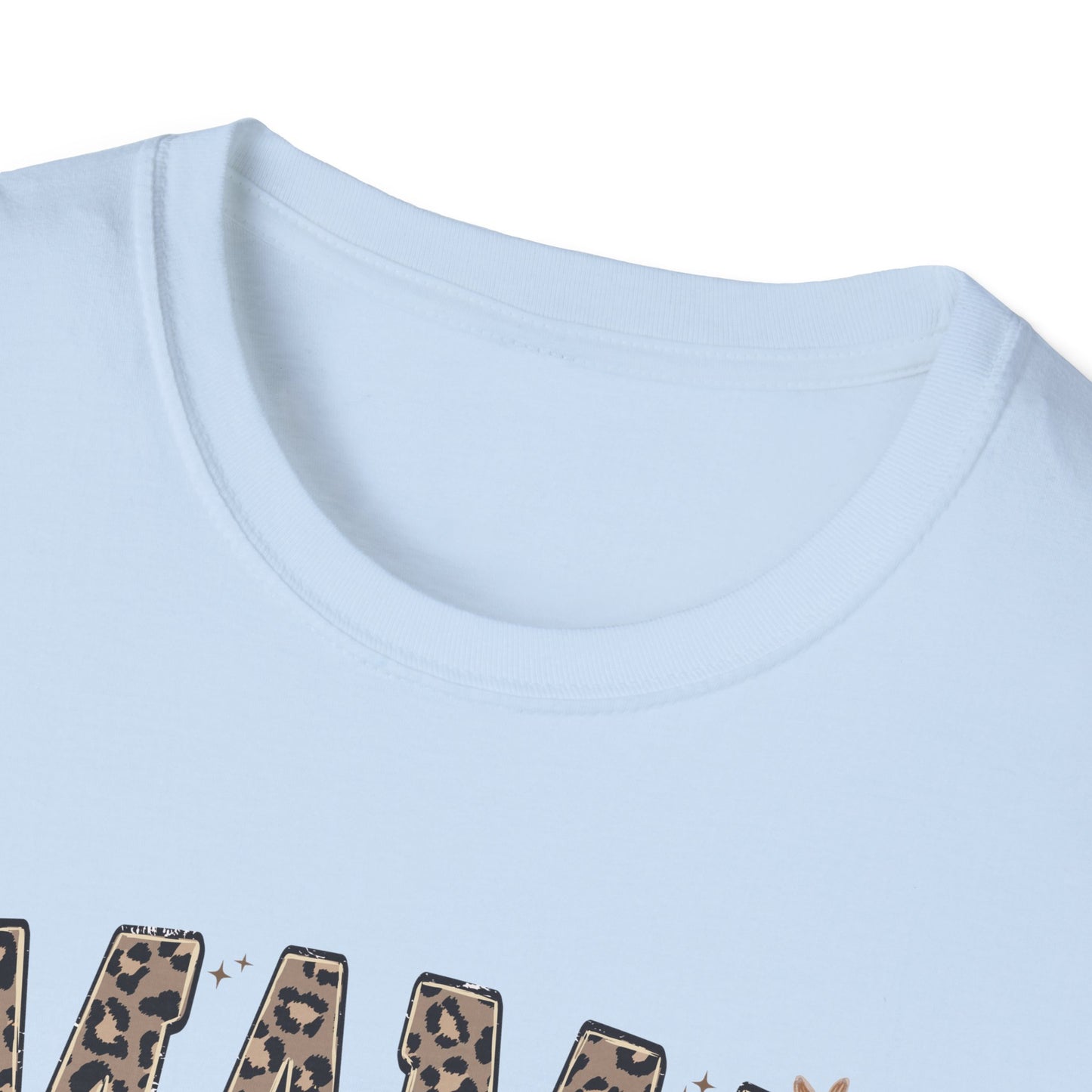 Mama Leopard Print T-Shirt — Cute Mama Graphic Tee with Bow Accent