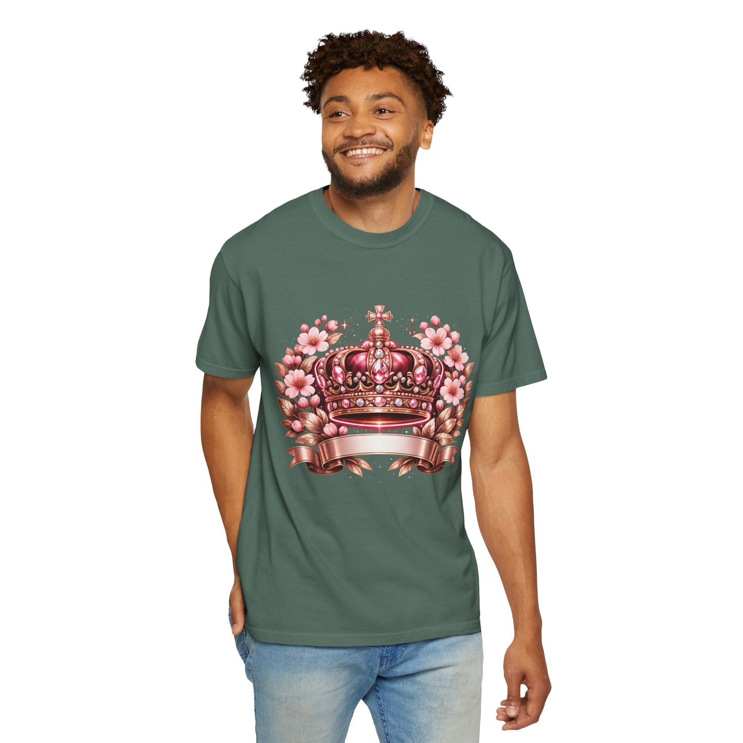 Pink Floral Crown T-Shirt — Royal Blossom Graphic Tee