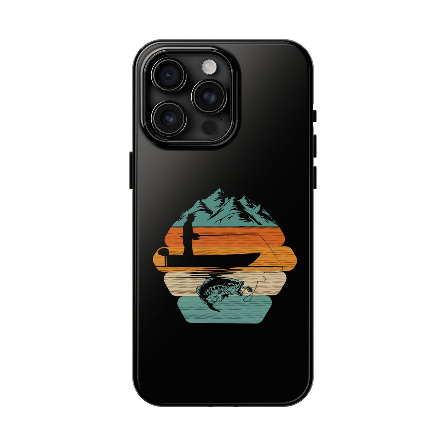 Retro Fishing Sunset Phone Case | Bass Boat Angler Design
