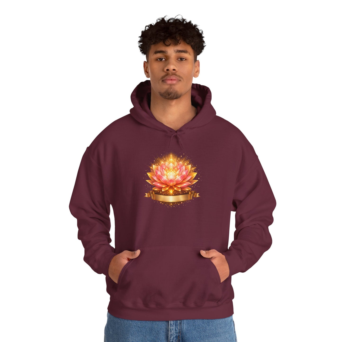 Lotus Meditation Hoodie — Glowing Lotus Candle Graphic Hoodie
