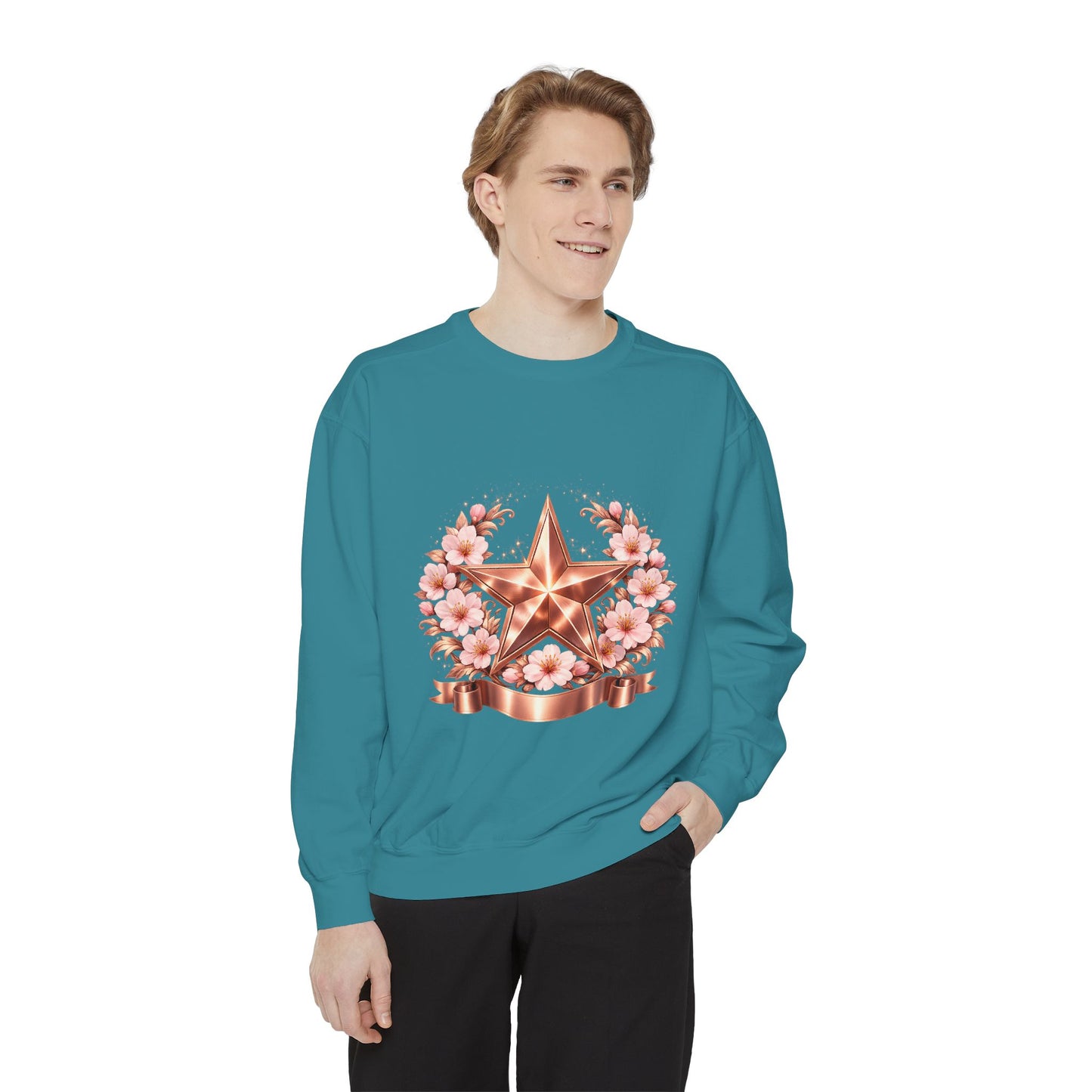 Rose Gold Star Floral Sweatshirt