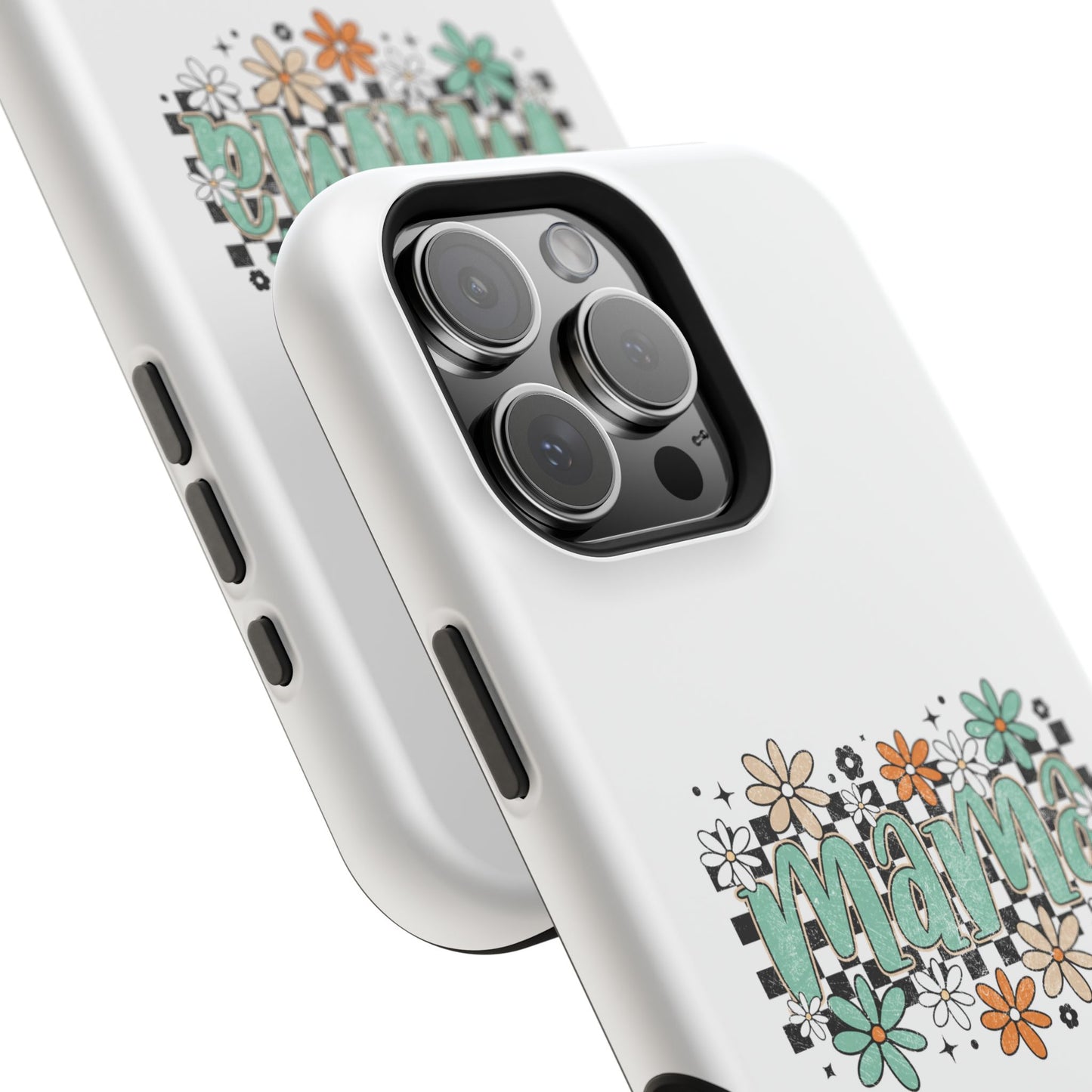 Mama floral checkerboard phone case | Magnetic impact-resistant case
