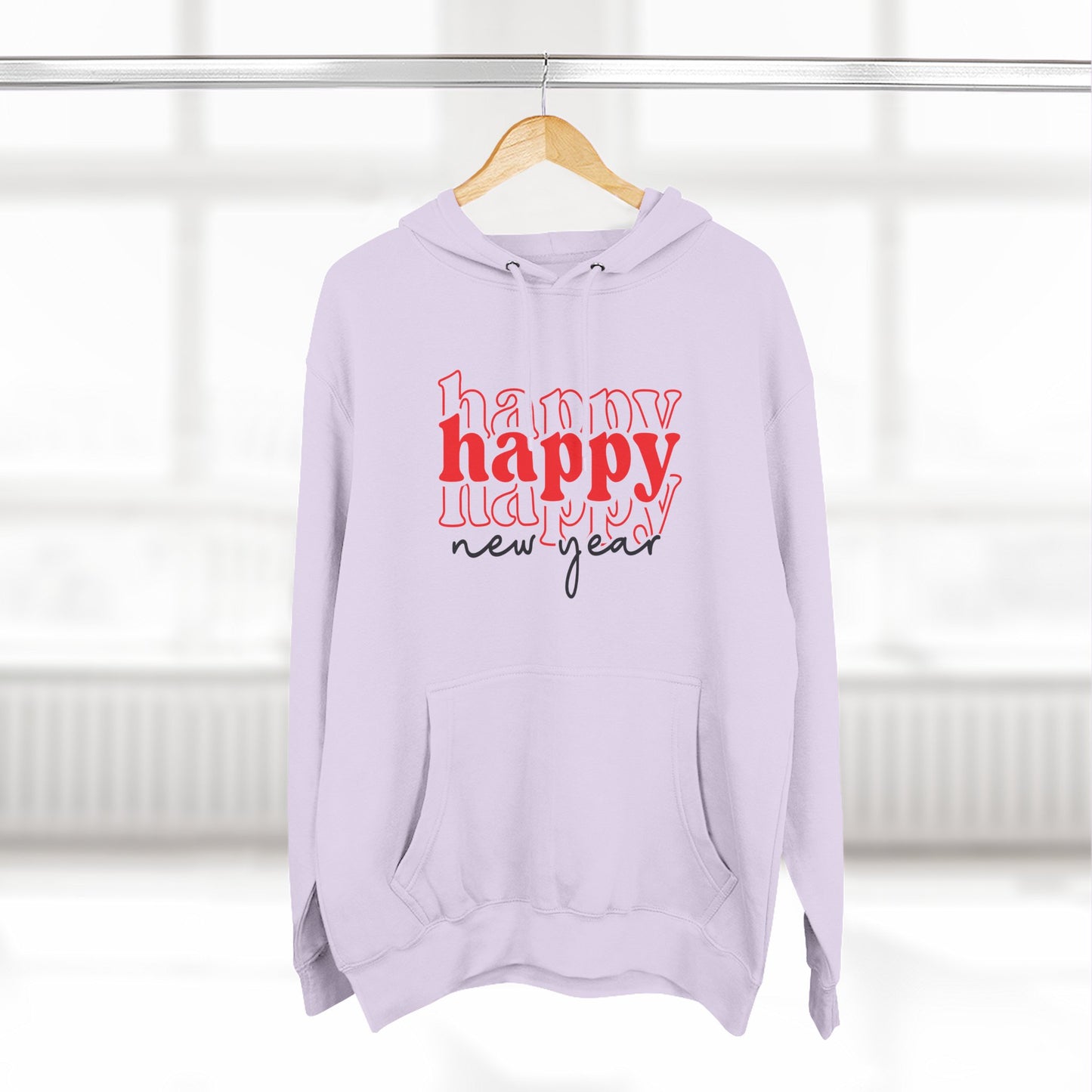 Happy New Year Hoodie — Layered 'happy' Graphic Fleece Pullover