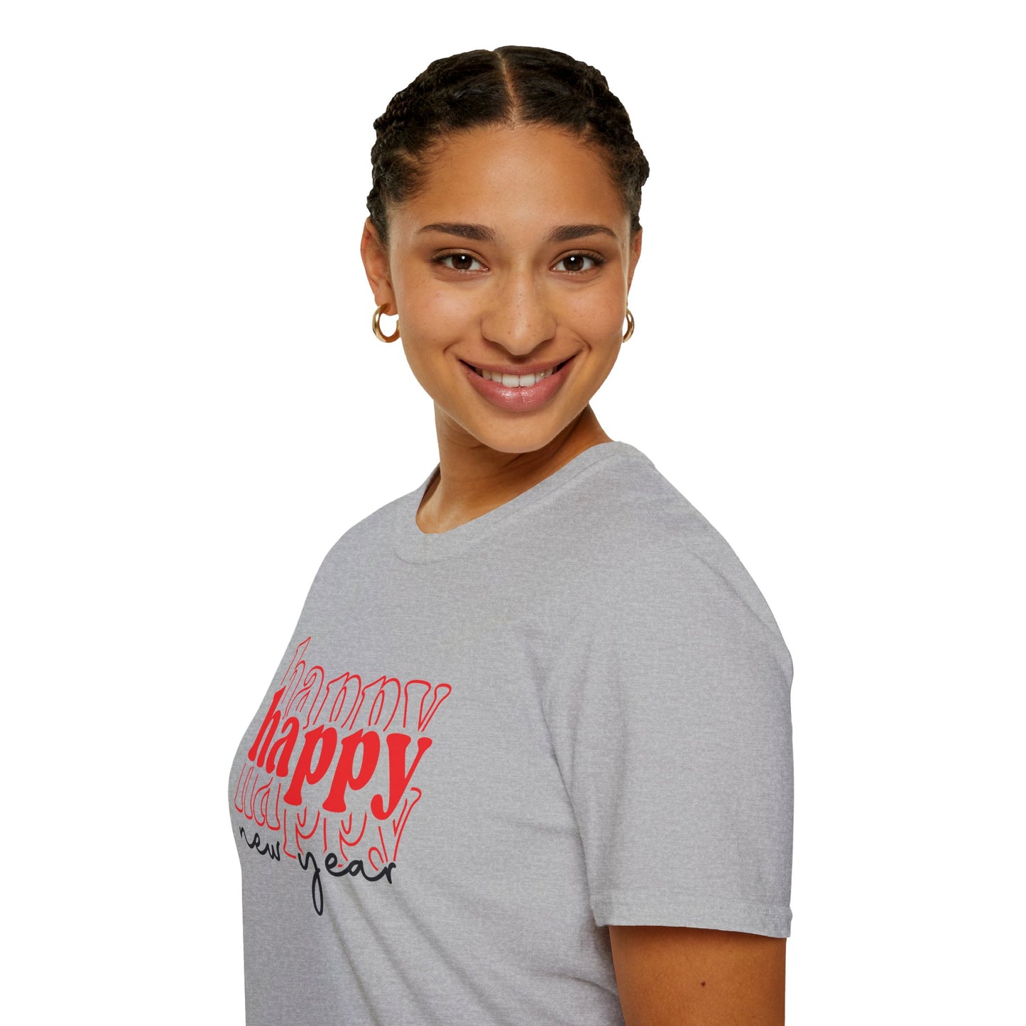 New Year "Happy" T-Shirt — Festive Red Typography Tee