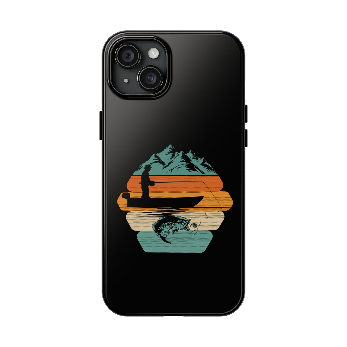 Retro Fishing Sunset Phone Case | Bass Boat Angler Design