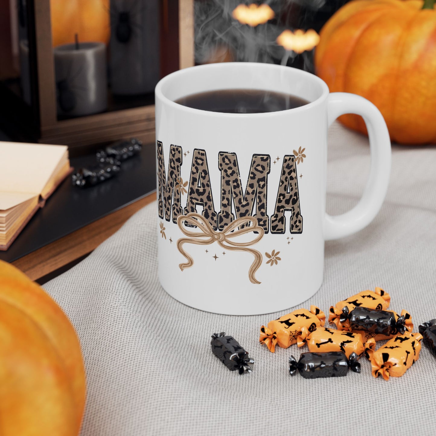 Mama Leopard Print Typography Mug | Ceramic Coffee Cup 11oz 15oz