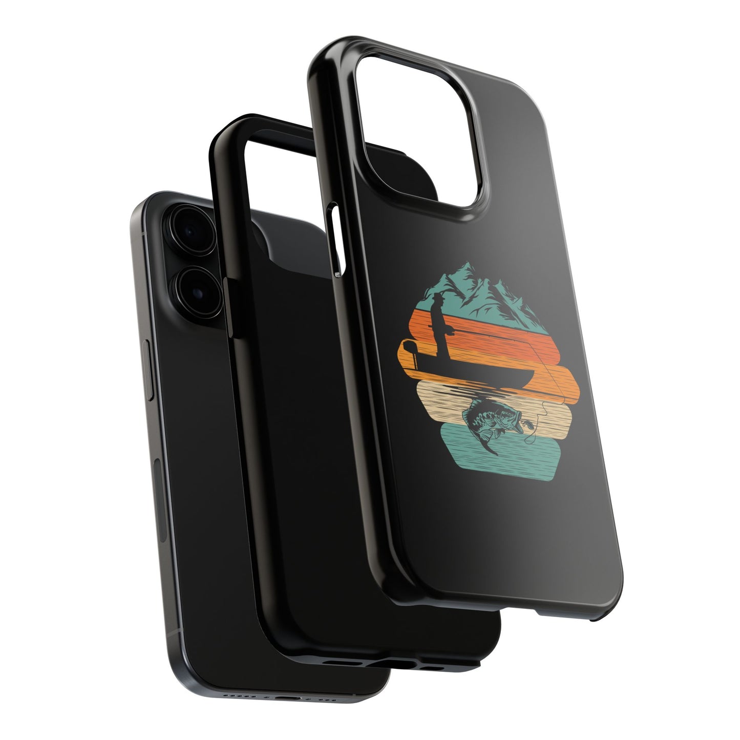Retro Fishing Sunset Phone Case | Bass Boat Angler Design