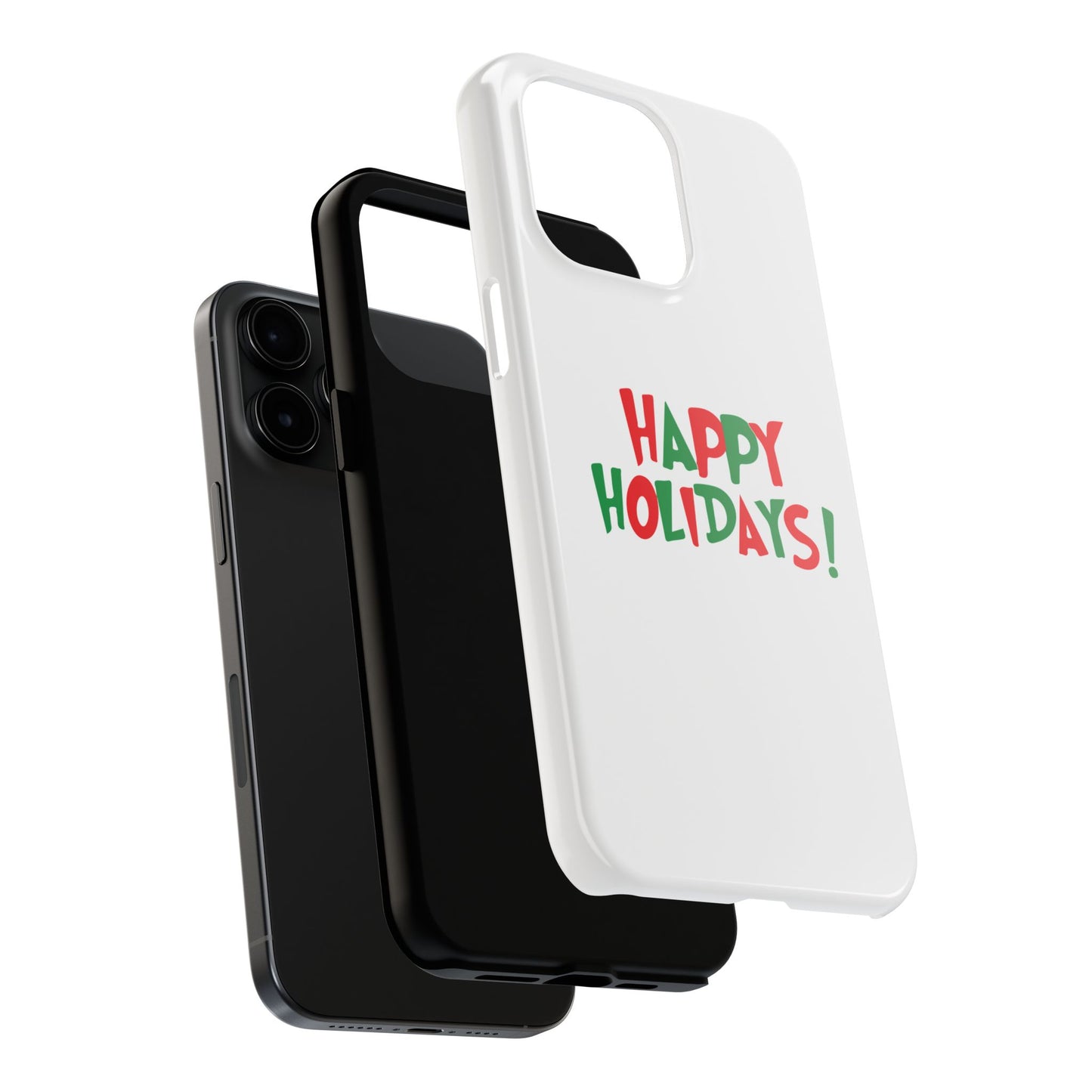 Happy Holidays phone case | Christmas holiday text design, tough phone case