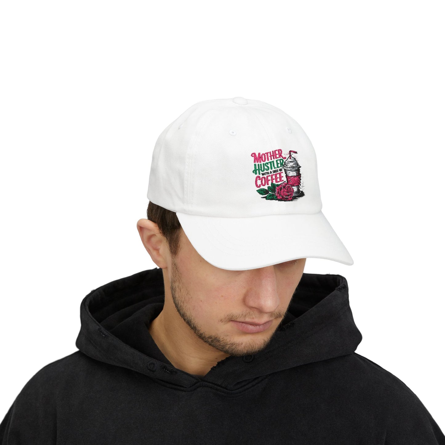 Mother Hustler Coffee Classic Dad Cap | Coffee Cup & Rose Embroidery