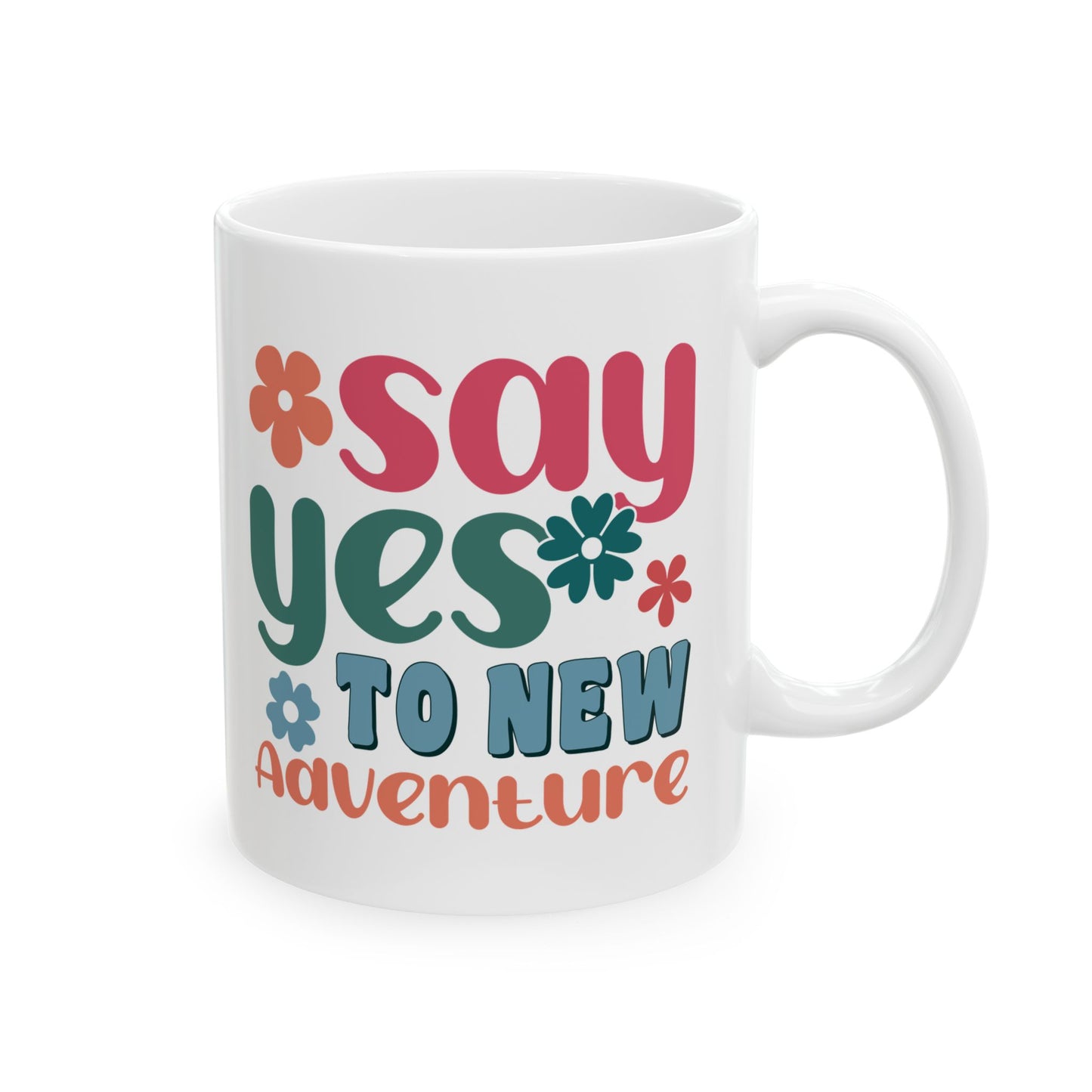 Stay Groovy You Tiny Adventure Mug | Retro Flower Typography Ceramic Mug