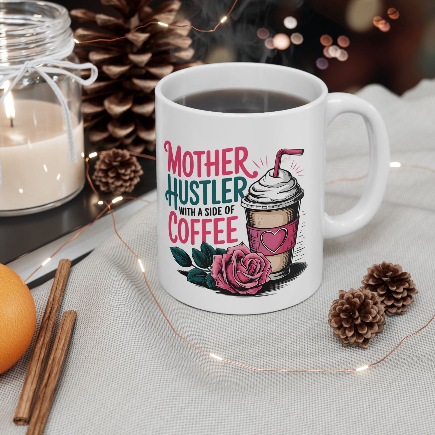Mother Hustler With Coffee Mug | Cute Coffee Cup Illustration