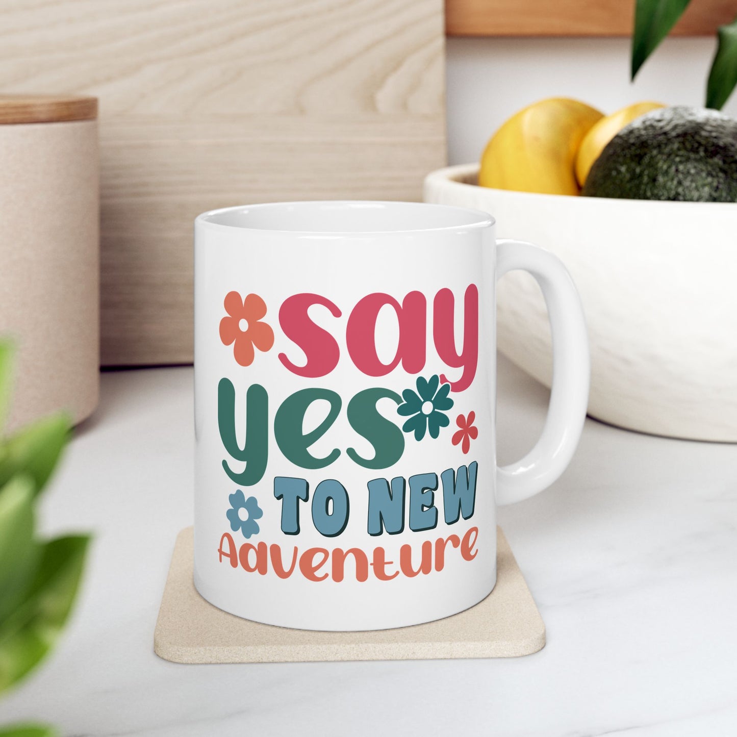 Stay Groovy You Tiny Adventure Mug | Retro Flower Typography Ceramic Mug