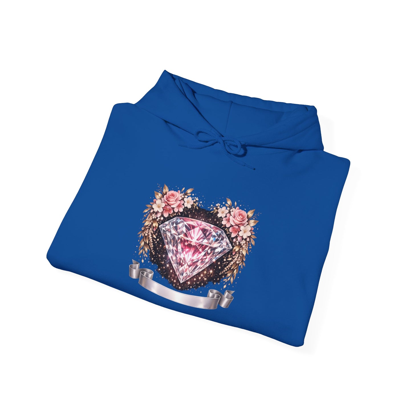 Hoodie — Pink Diamond Heart Floral Crest Hoodie