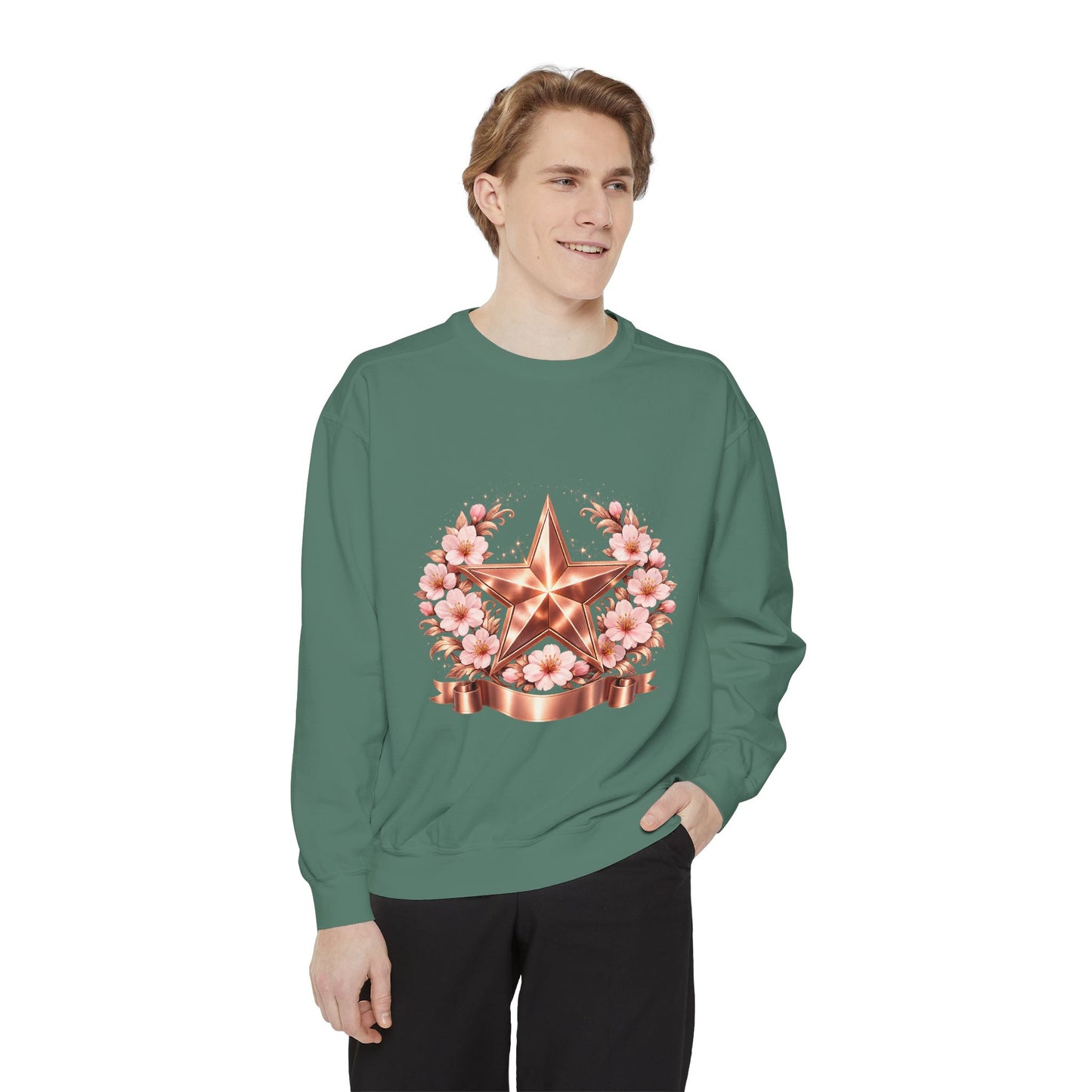 Rose Gold Star Floral Sweatshirt