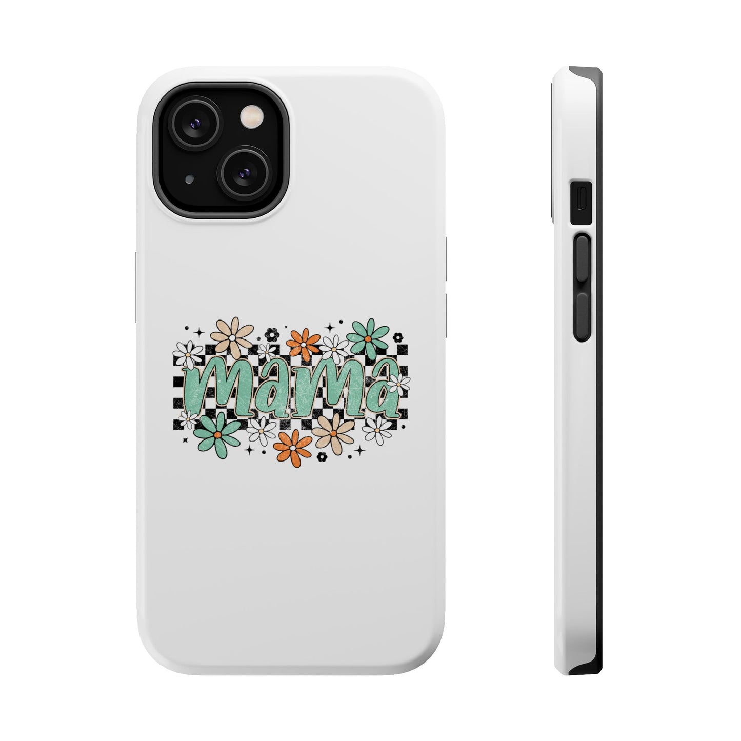 Mama floral checkerboard phone case | Magnetic impact-resistant case