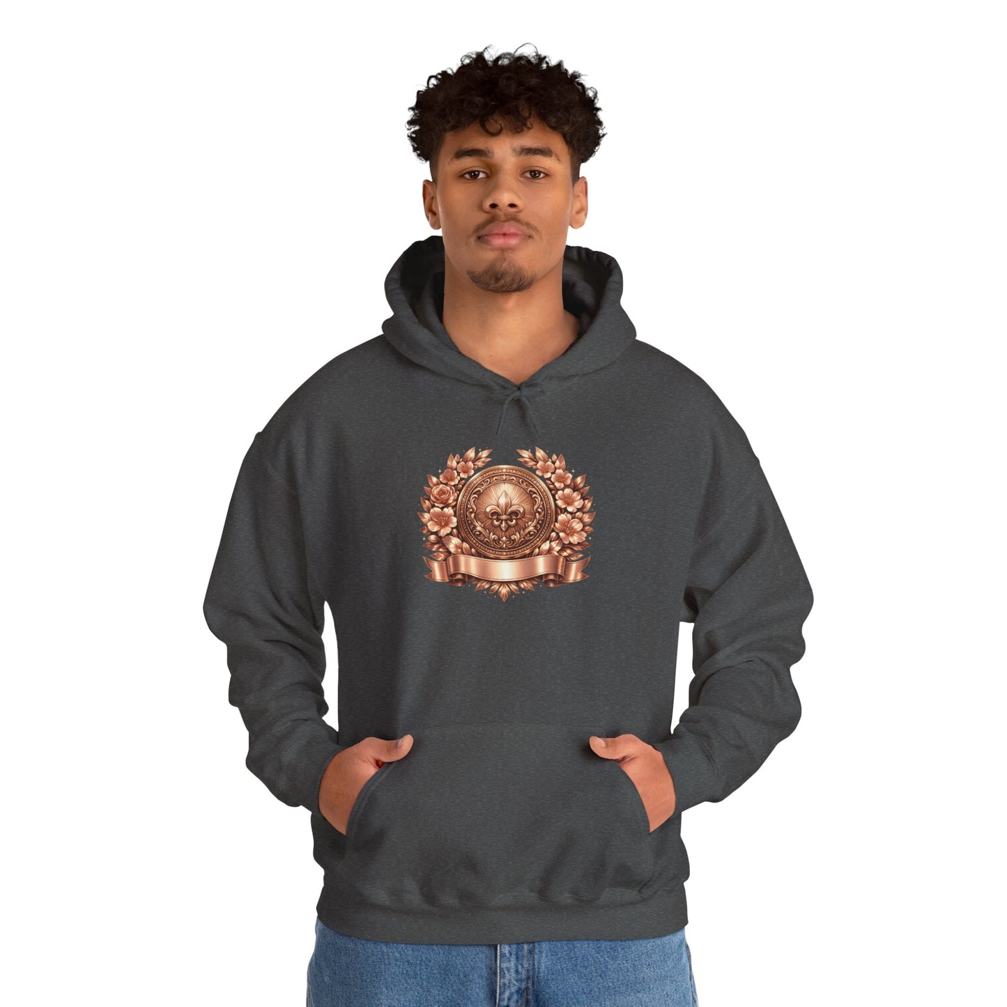 Hoodie — Vintage Bronze Crest Emblem Hoodie