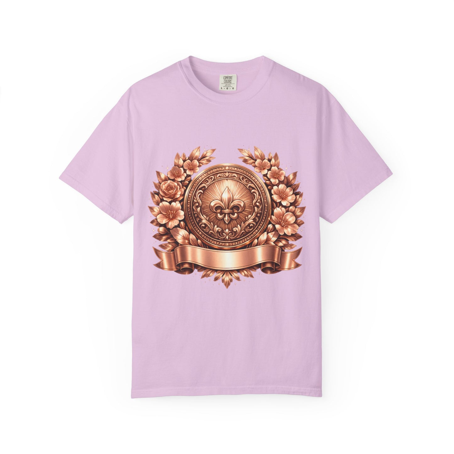 Vintage Fleur-de-Lis Crest T-Shirt — Bronze Laurel Emblem Tee