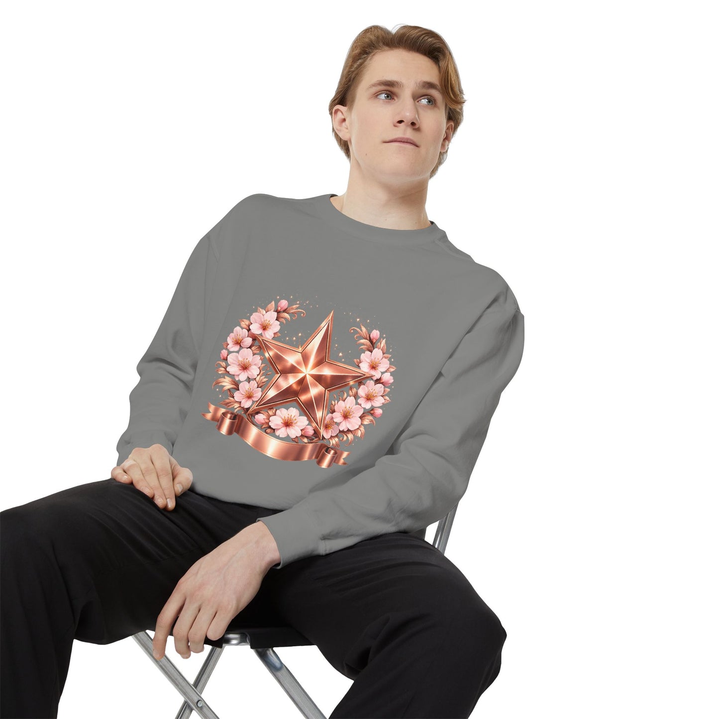 Rose Gold Star Floral Sweatshirt
