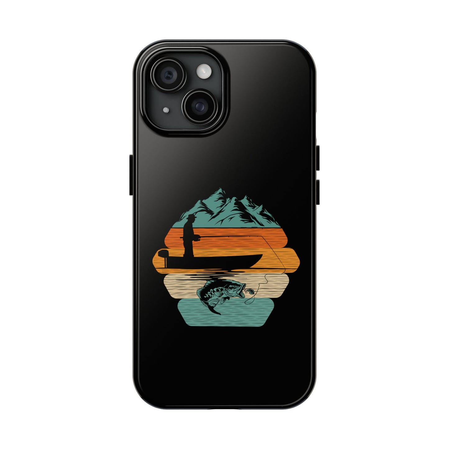 Retro Fishing Sunset Phone Case | Bass Boat Angler Design