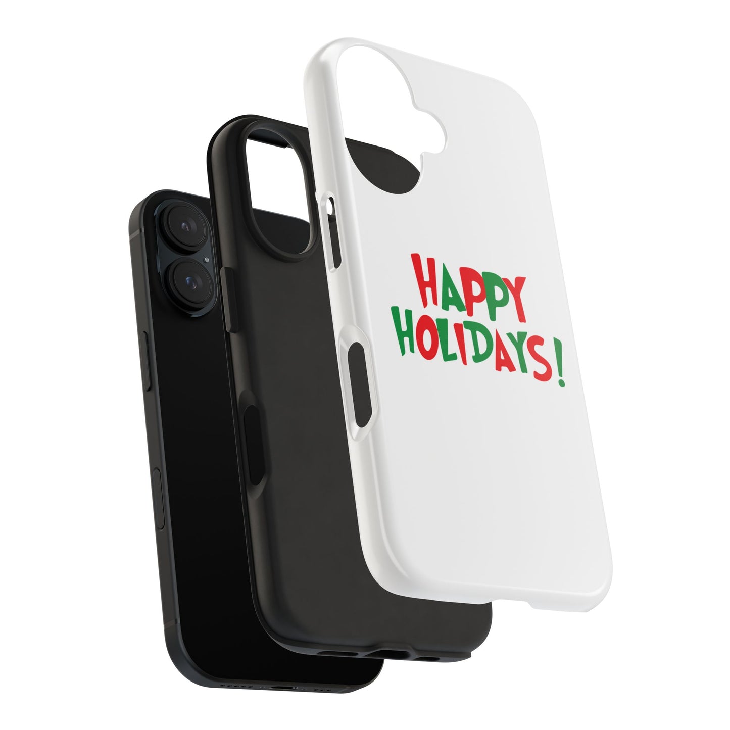 Happy Holidays phone case | Christmas holiday text design, tough phone case