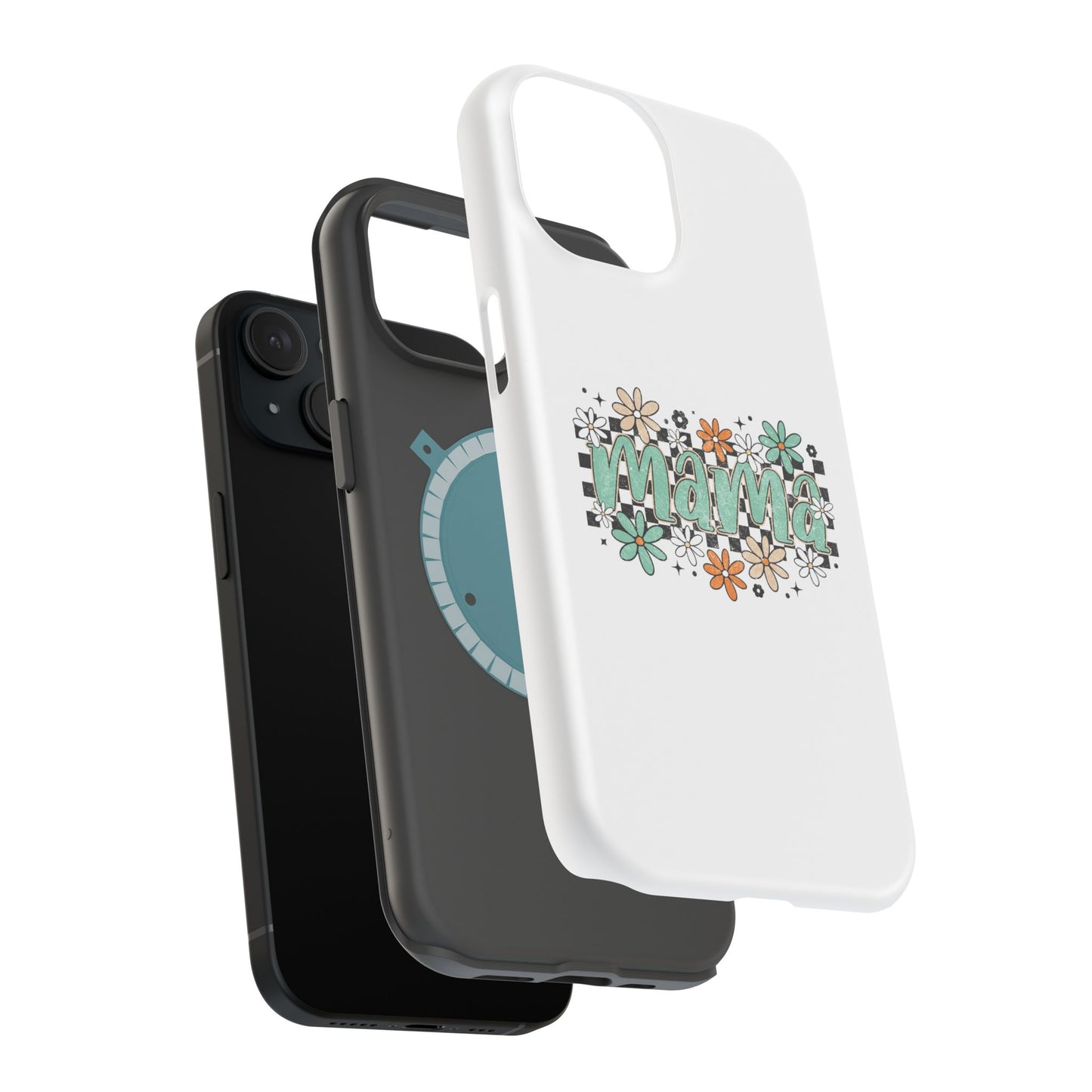 Mama floral checkerboard phone case | Magnetic impact-resistant case