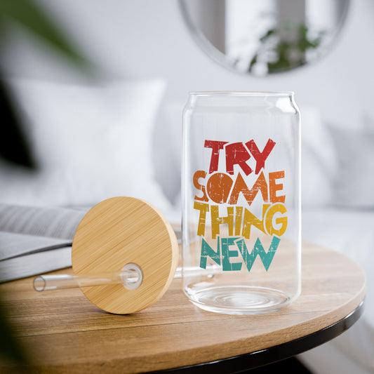 Try Something New Sipper Glass | 16oz Clear Cup with Straw