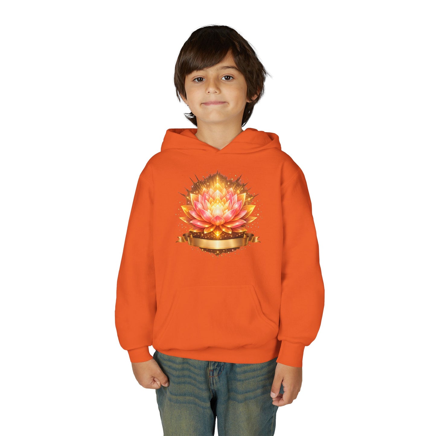 Youth Hoodie — Golden Lotus Meditation Graphic