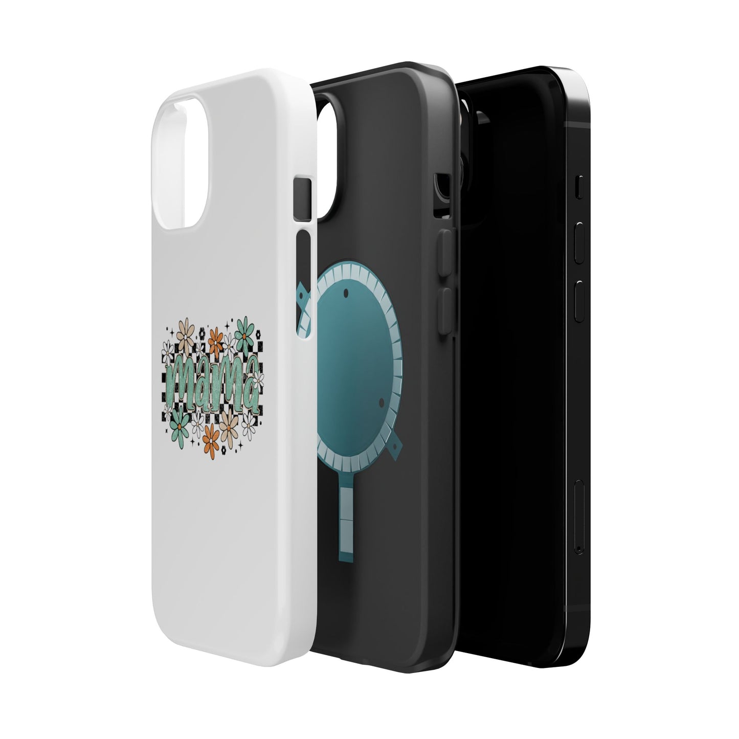 Mama floral checkerboard phone case | Magnetic impact-resistant case
