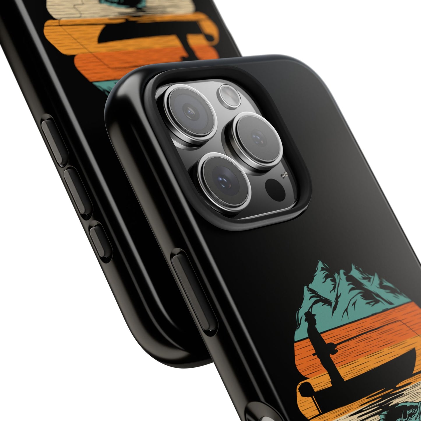 Retro Fishing Sunset Phone Case | Bass Boat Angler Design