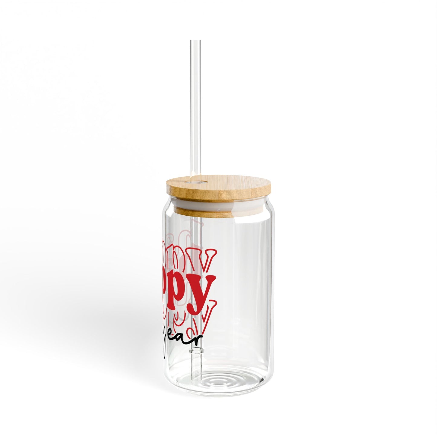 Happy New Year Sipper Glass | 16oz clear tumbler with straw