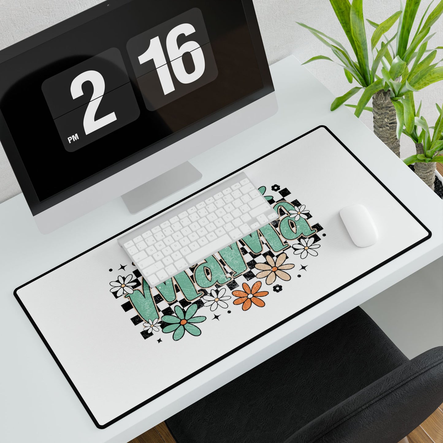 Mama Floral Checkerboard Desk Mat | Mom Desk Pad
