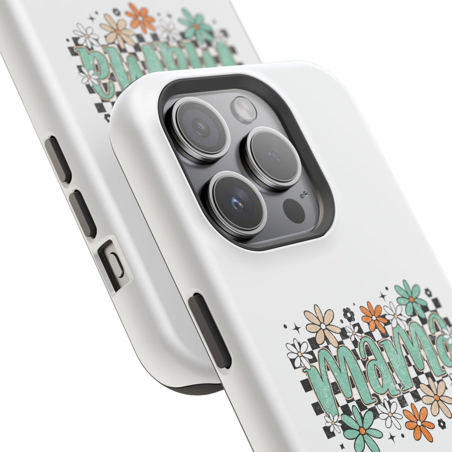 Mama floral checkerboard phone case | Magnetic impact-resistant case