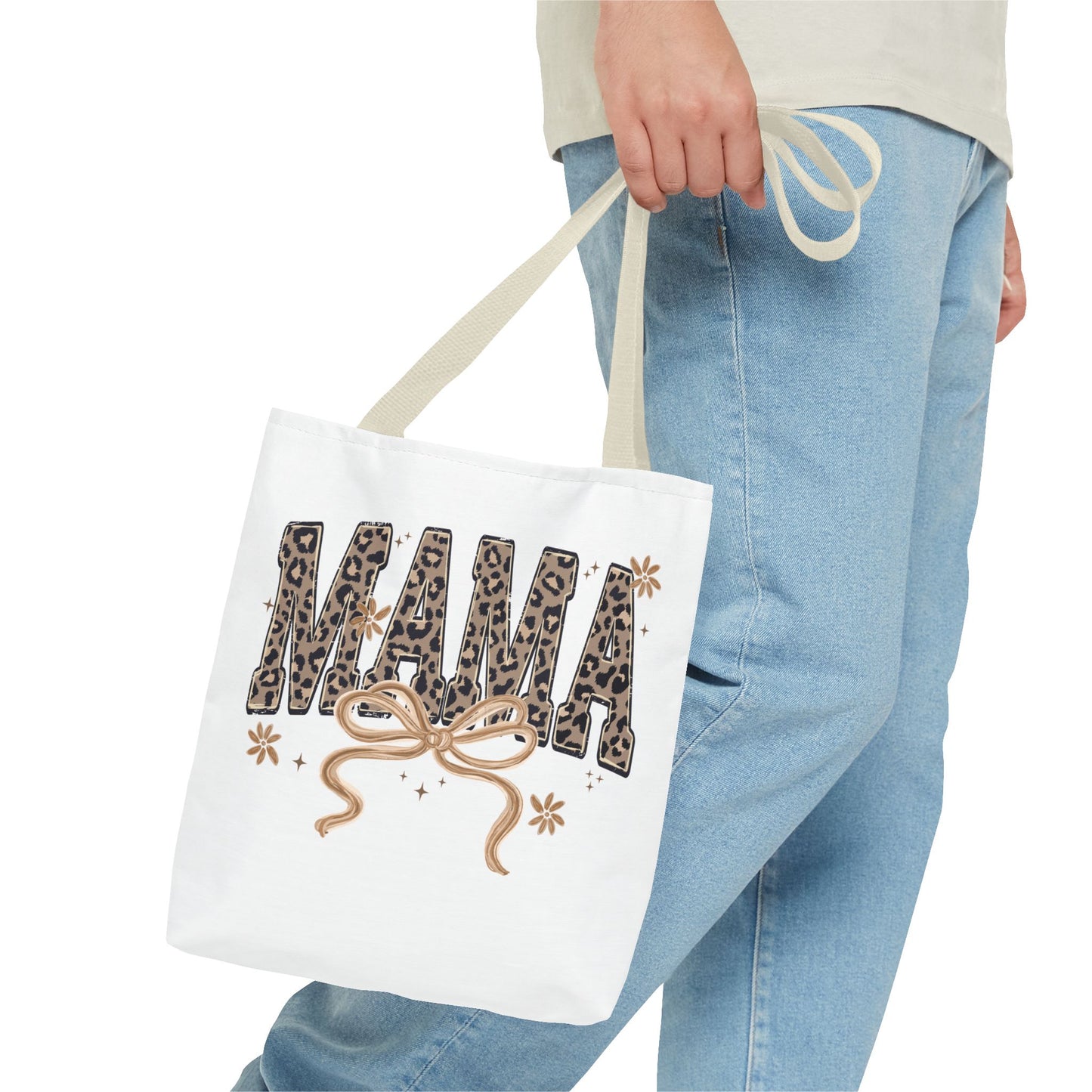 Leopard Print MAMA Script Tote Bag | Mama Tote