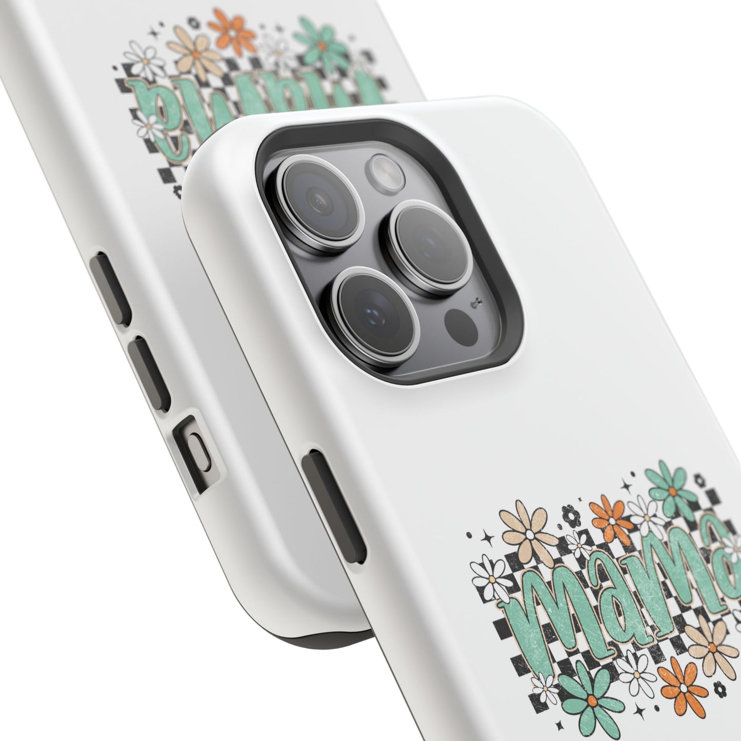Mama floral checkerboard phone case | Magnetic impact-resistant case
