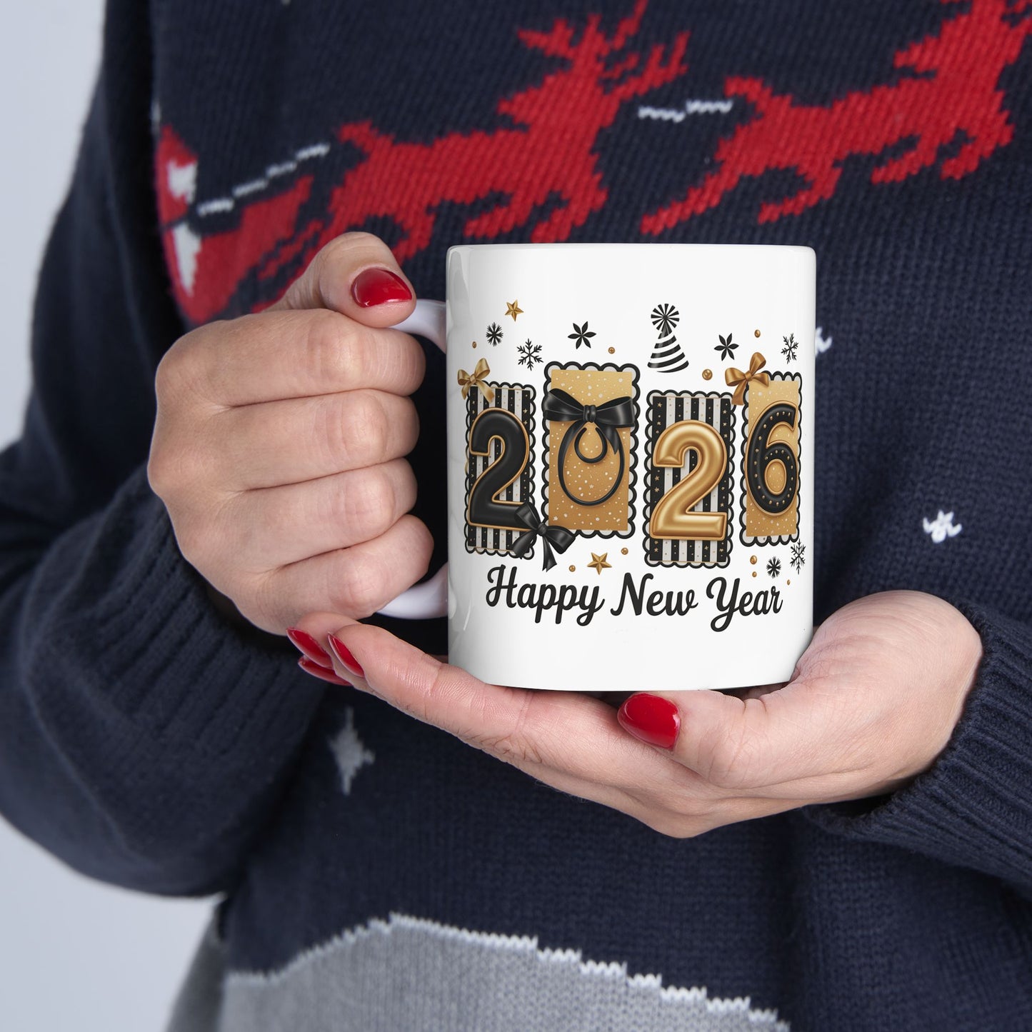 Happy New Year 2026 Mug | Champagne Gold Celebration Ceramic Mug