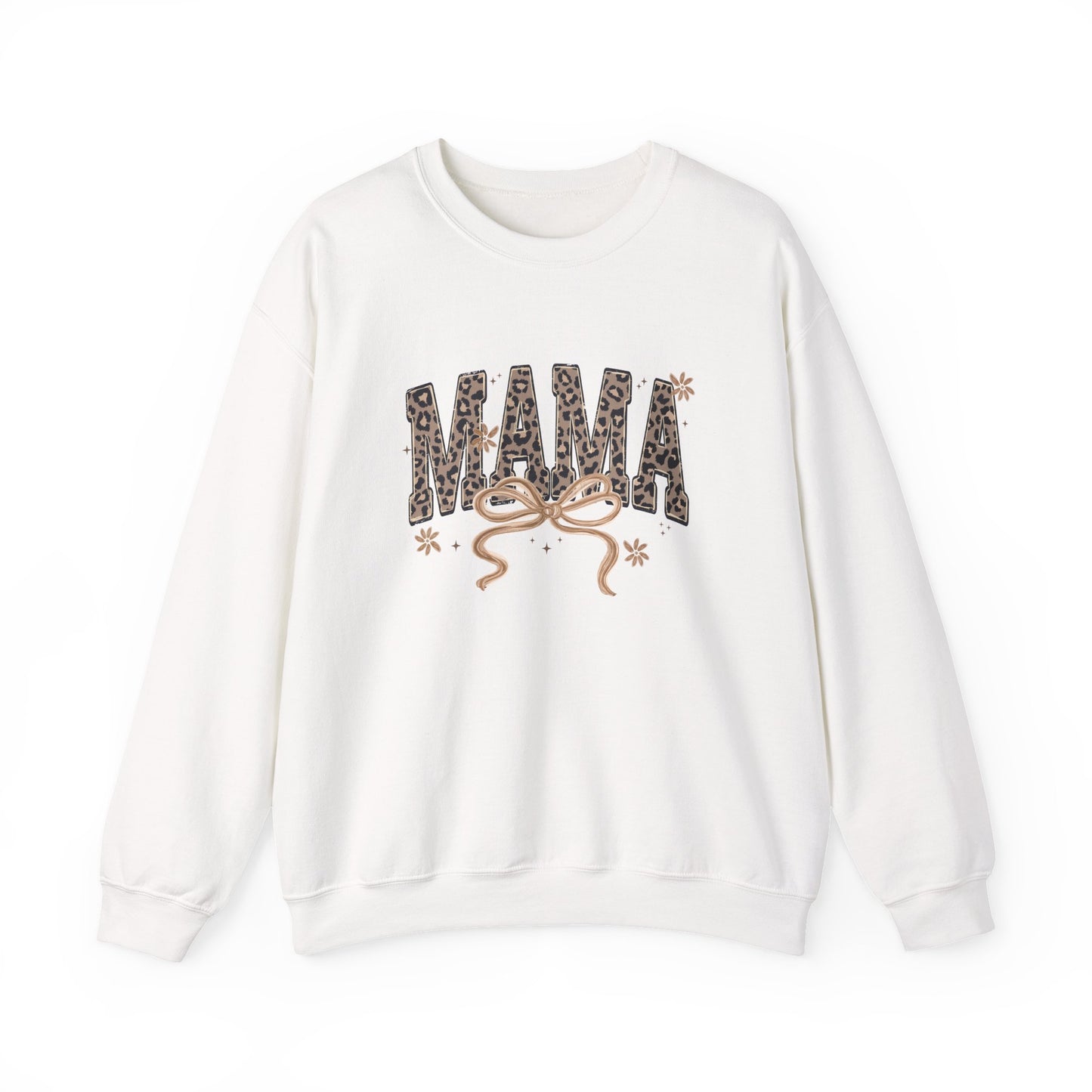 Mama Leopard Print Ribbon Sweatshirt | Mom Typography Crewneck