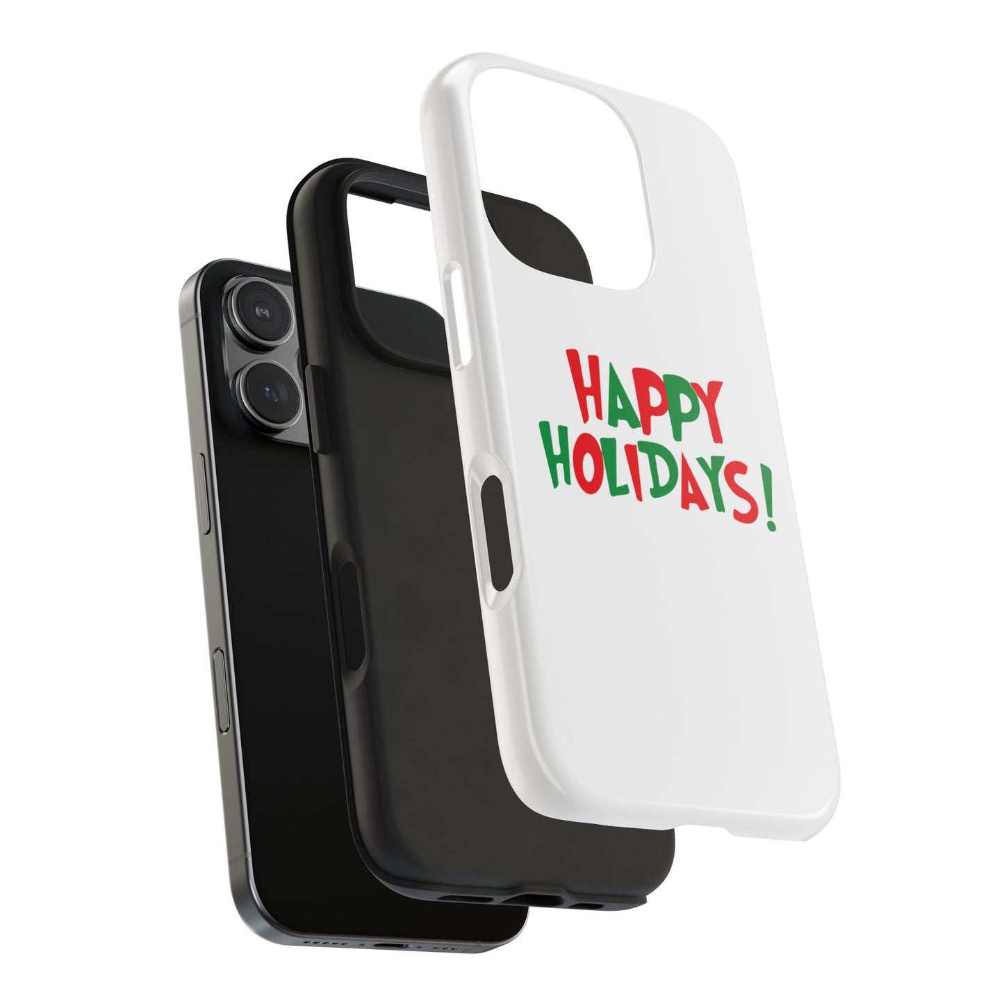 Happy Holidays phone case | Christmas holiday text design, tough phone case