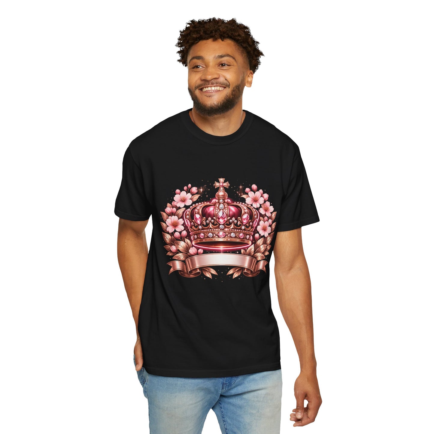 Pink Floral Crown T-Shirt — Royal Blossom Graphic Tee