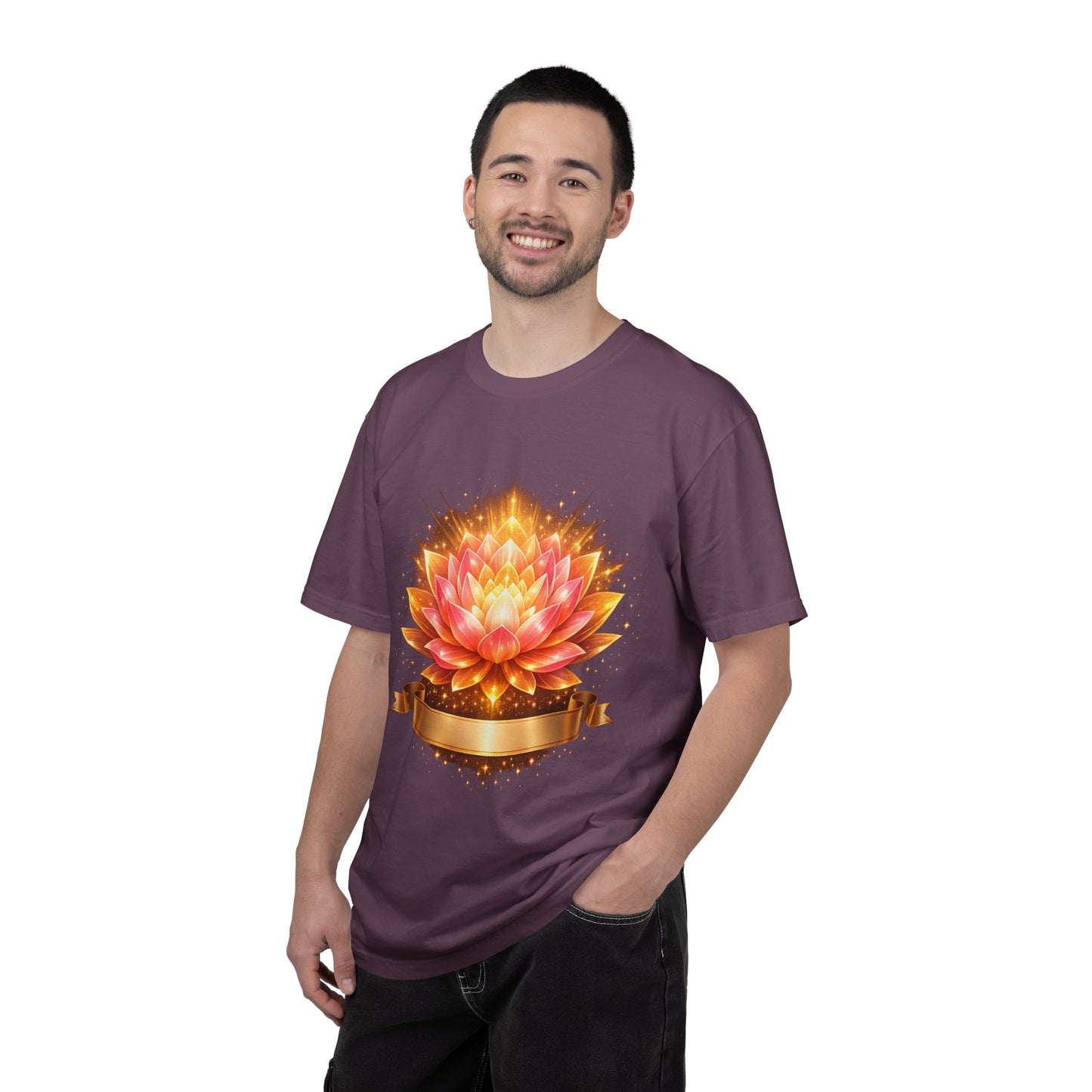 Lotus Bloom Graphic T-Shirt — Golden Floral Mandala Tee