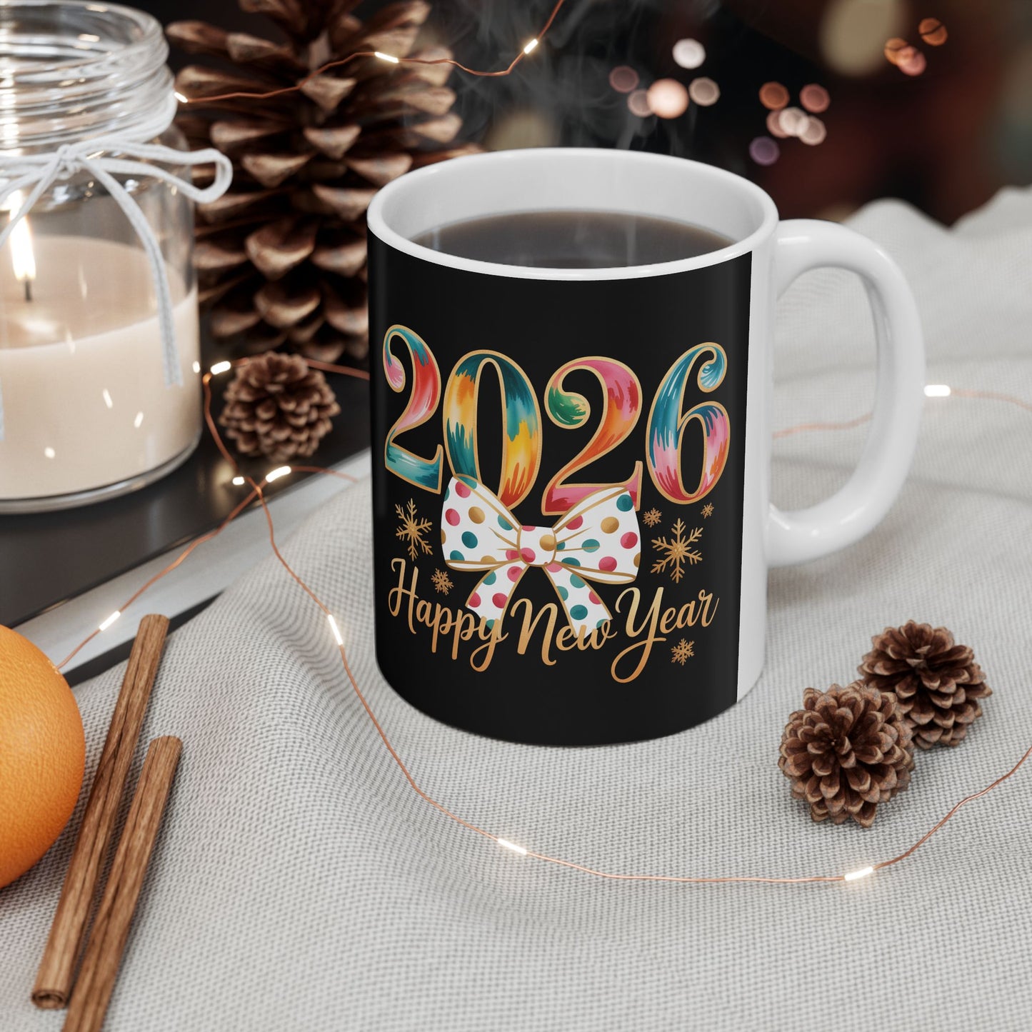 2026 Colorful Numbers Happy New Year Mug | New Year Celebration Ceramic Mug