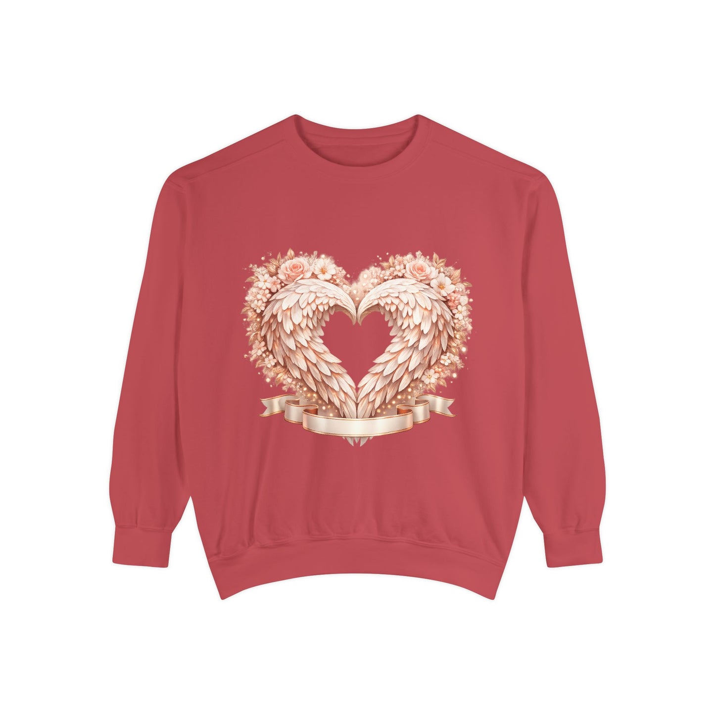 Heart Wings Sweatshirt — Rose Gold Floral Winged Heart Crewneck