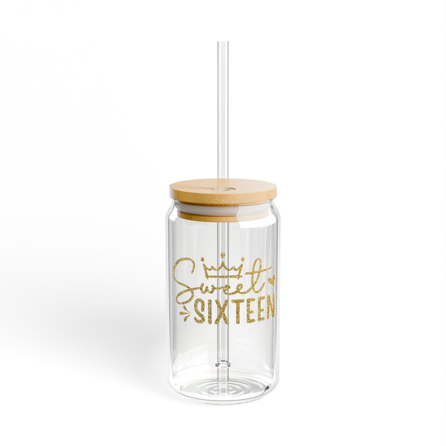 Sweet Sixteen Sipper Glass | 16oz Clear Tumbler with Straw