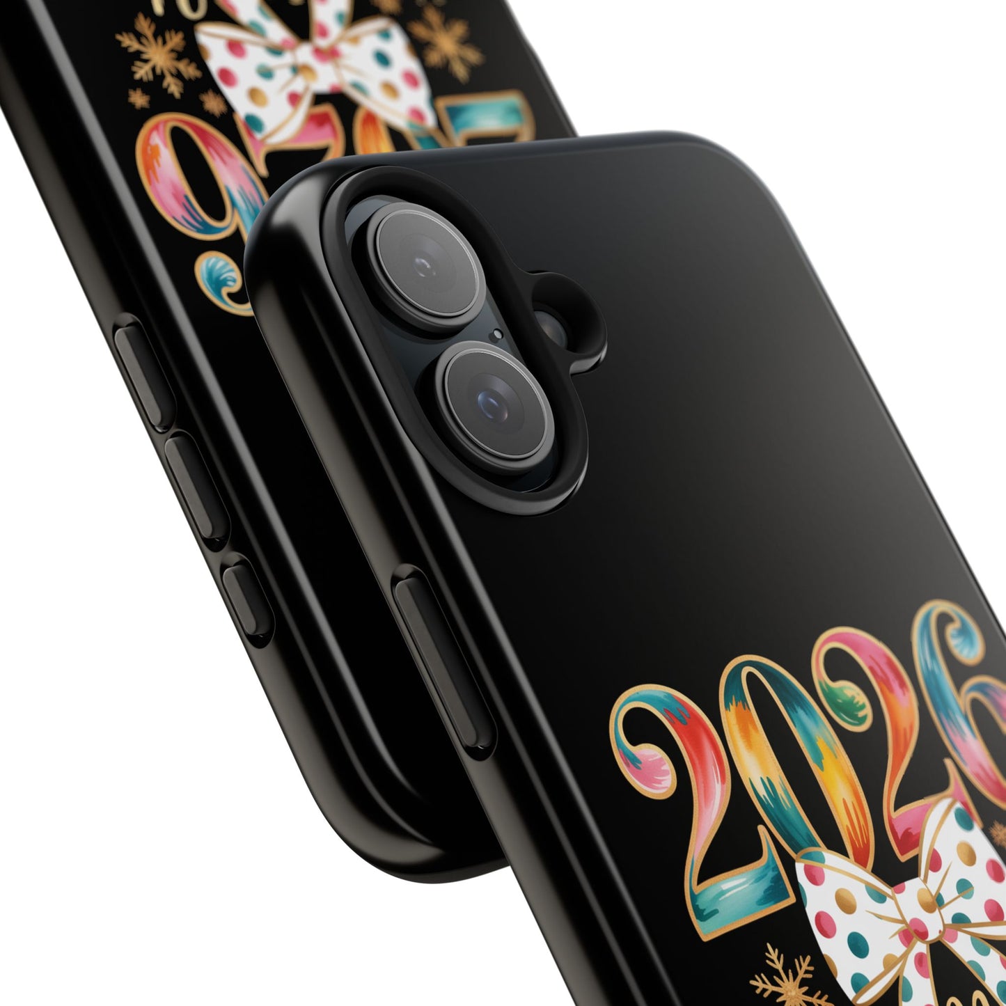 2026 Happy New Year Phone Case | Colorful Numbers, Polka Dot Bow, Sparkles