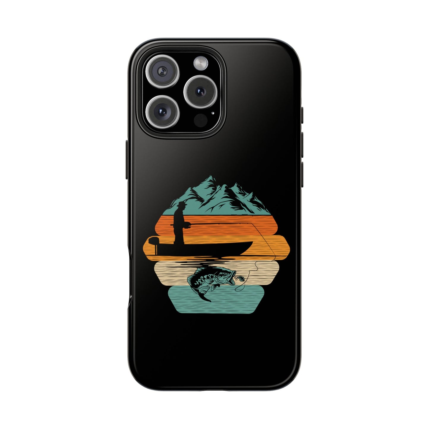 Retro Fishing Sunset Phone Case | Bass Boat Angler Design
