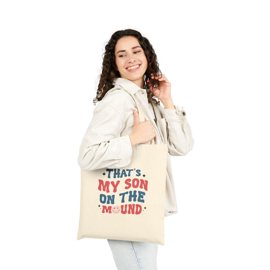 That My Son On The Mound Tote Bag | Baseball Mom Dad Tote