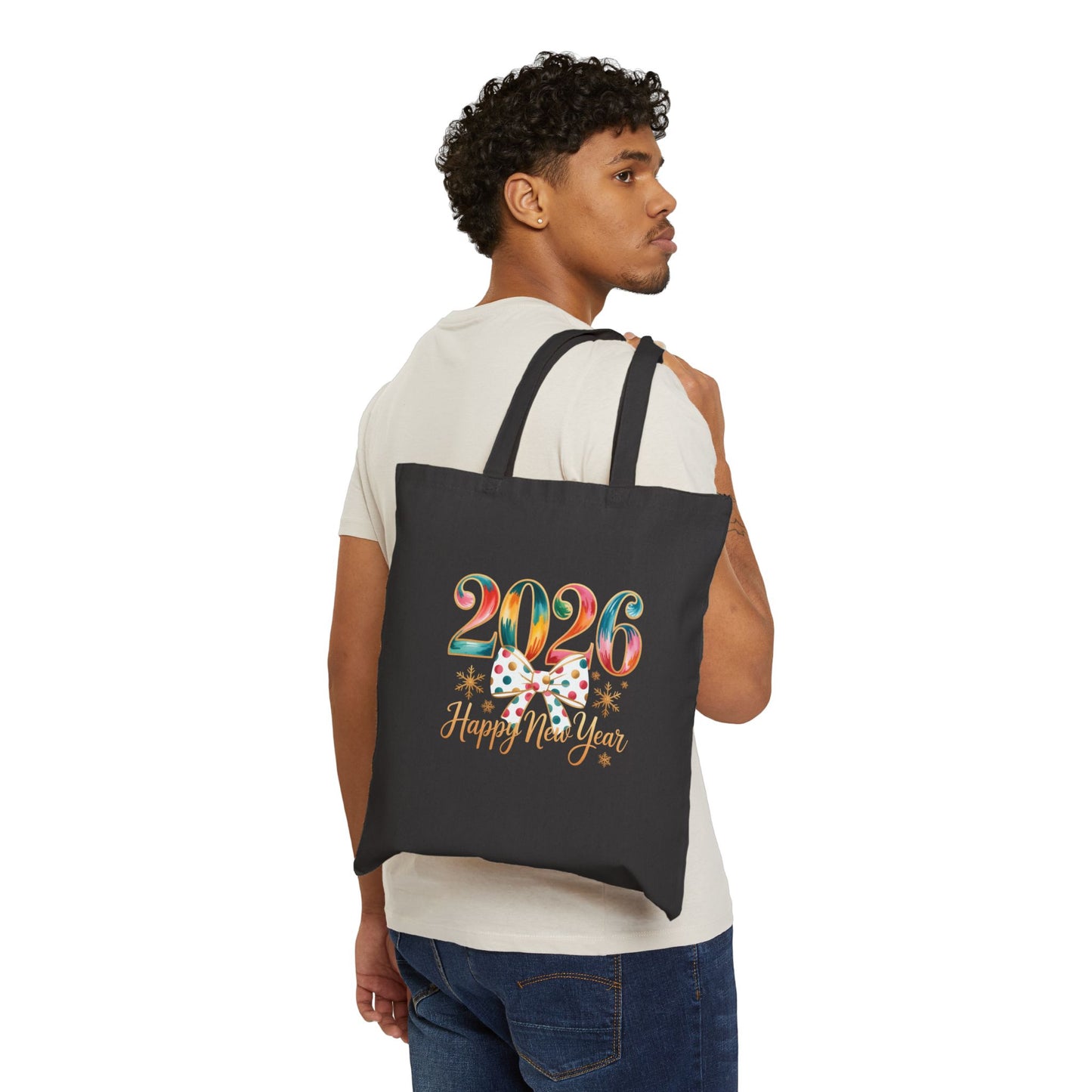 2026 Happy New Year Tote Bag | New Year Celebration Canvas Tote