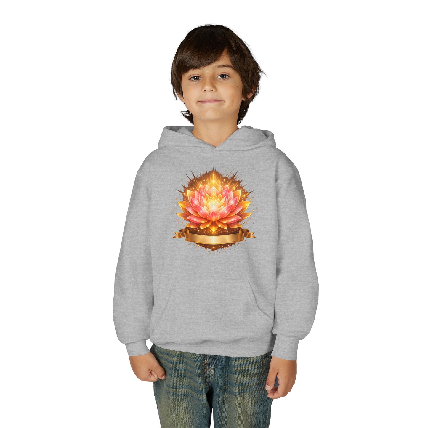 Youth Hoodie — Golden Lotus Meditation Graphic